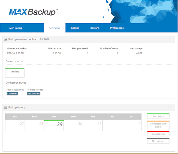 Продукт Max Backup