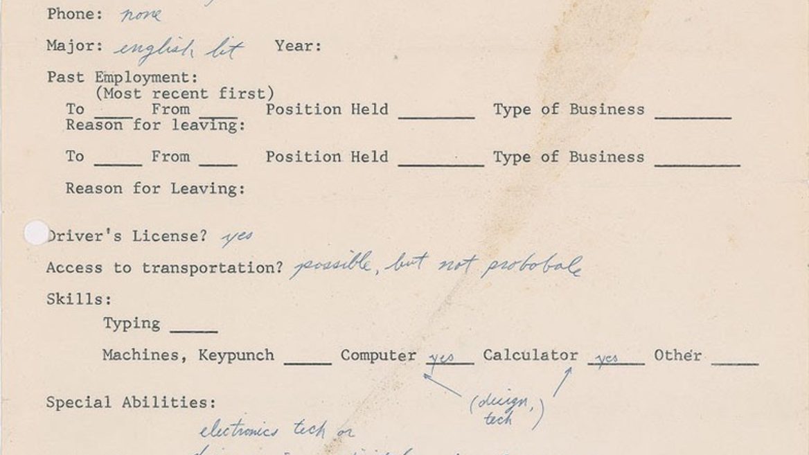 На аукцион выставят анкету Стива Джобса о приёме на работу