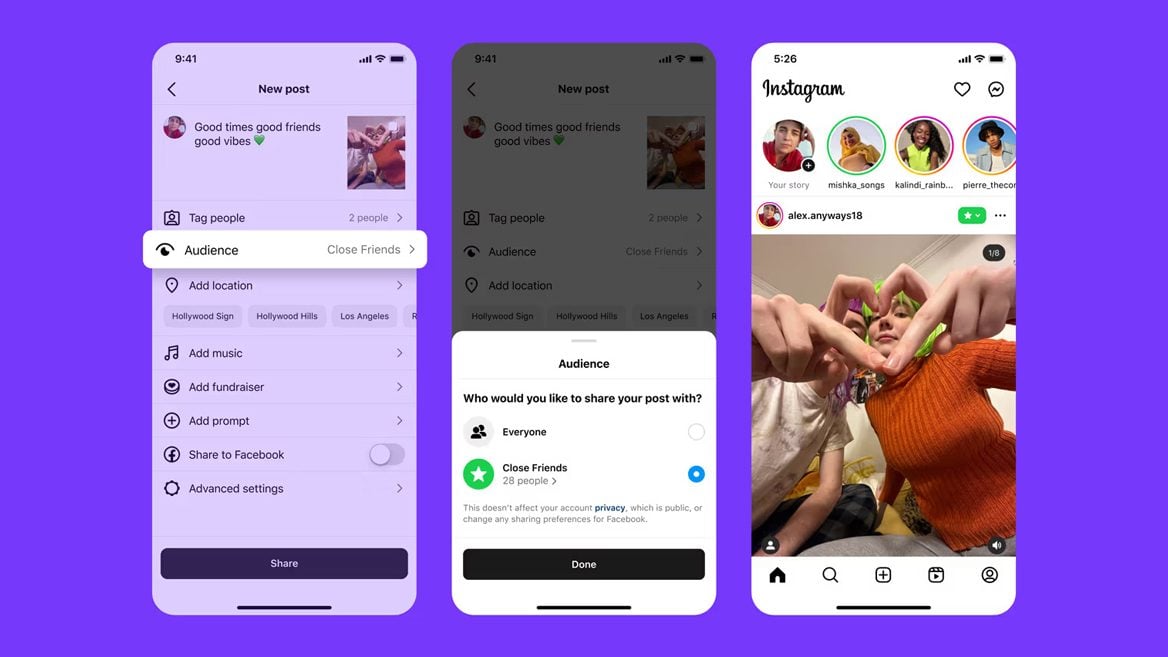 Instagram добавил функцию «близкие друзья» для постов и Reels