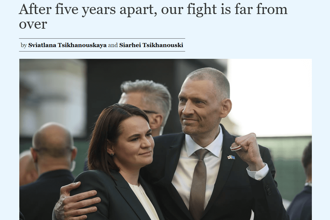 Opposition leader, dissident husband urge West to keep up pressure on Minsk