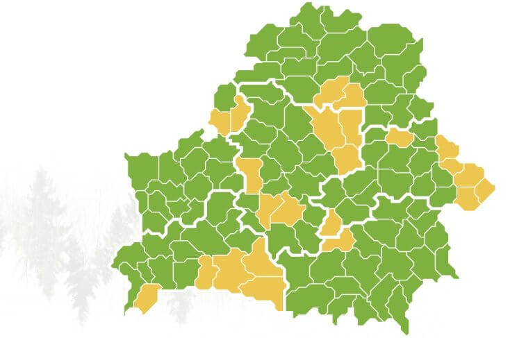 Абмежаванні на наведванне лясоў уведзеныя ў 23 раёнах усіх абласцей, забаронаў няма