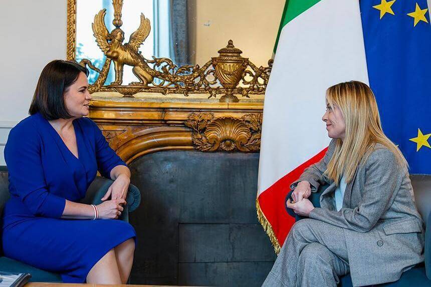 Ціханоўская абмеркавала з прэм’ерам Італіі Мелоні палітычныя рэпрэсіі ў Беларусі