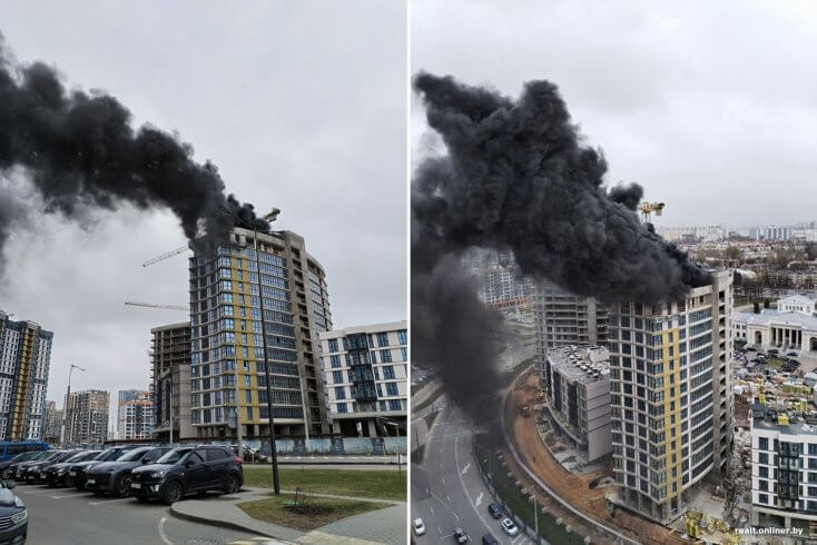 У жылым раёне “Мінск-Свет” гарыць дом, які будуецца (абноўлена)