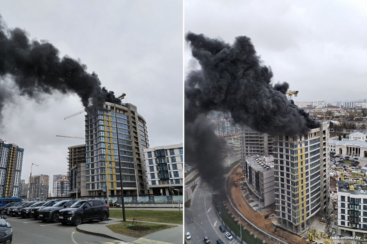 У жылым раёне “Мінск-Свет” гарыць дом, які будуецца (абноўлена)