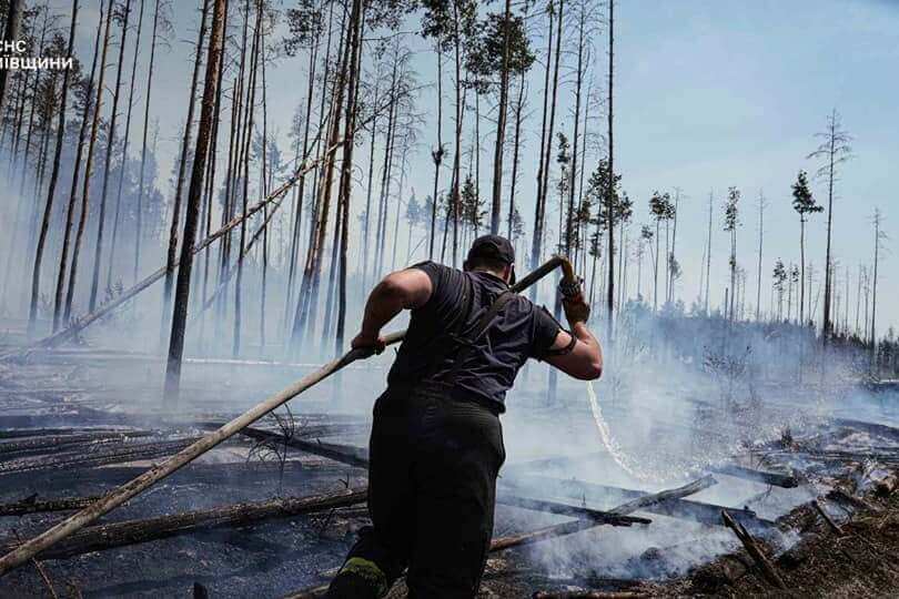 В Чернобыльской зоне очередной лесной пожар, тушение проводится 