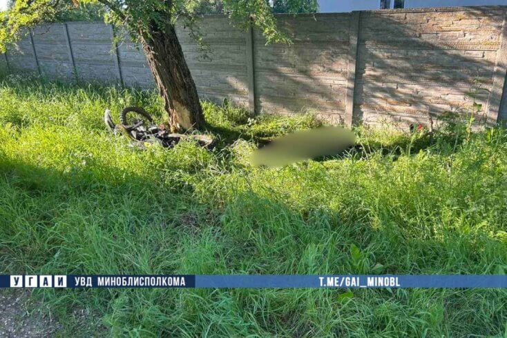 У Чэрвеньскім раёне матацыкліст урэзаўся ў дрэва і загінуў