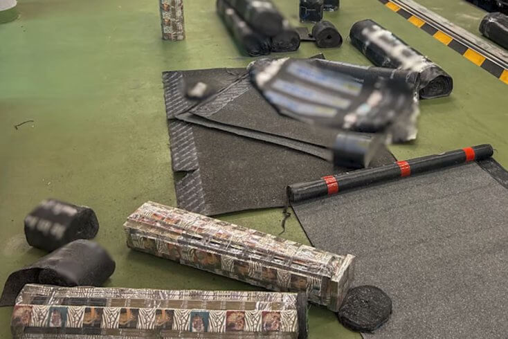 В Польше задержан белорус с 150 тыс. пачек контрабандных сигарет, спрятанных в рулонах рубероида
